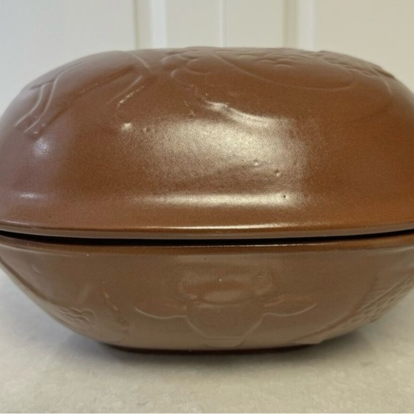 Vintage Glazed Terra Cotta Clay Baking Oven w/ Lid Chicken Fish Beef 12" L 8" W - Picture 3 of 9
